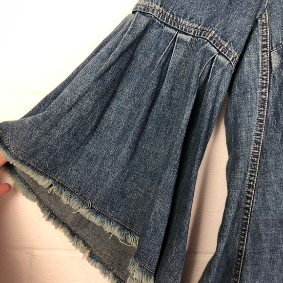 We the Free Womens Reckless Life Denim Long Sleeve Open Back Dress 6 Western - Picture 9 of 14